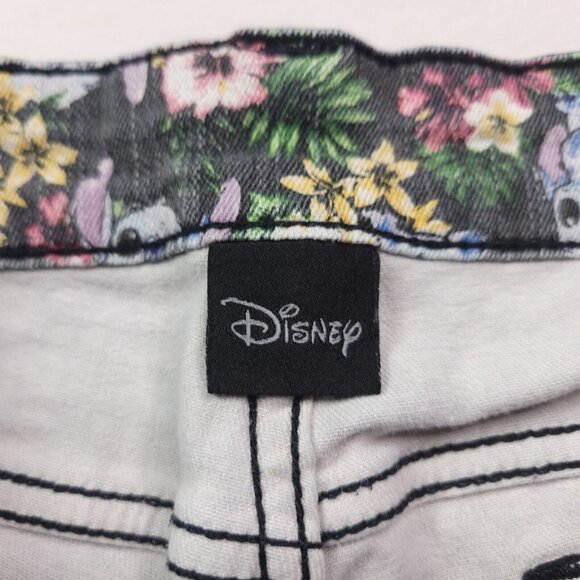 Disney Lilo Stitch Womens Jean Shorts 7 Hawaiian Low Rise Stretch Raw Hem Junior - Picture 5 of 6